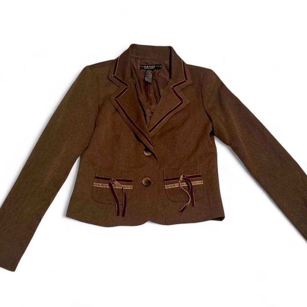 Rampage Chocolate Brown Blazer with Burgundy Accents